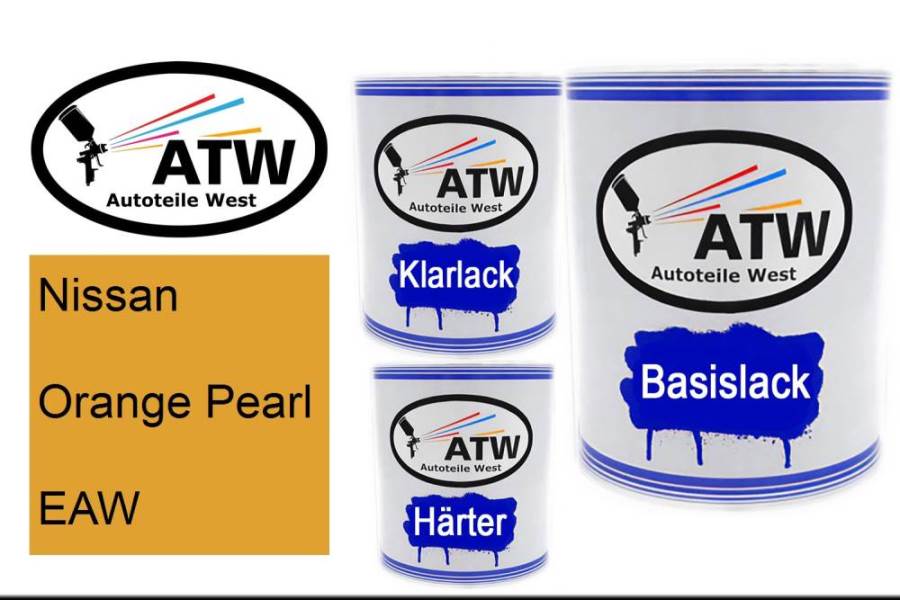 Nissan, Orange Pearl, EAW: 1L Lackdose + 1L Klarlack + 500ml Härter - Set, von ATW Autoteile West.